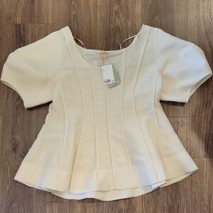 H&M Flared Balloon-Sleeve Blouse in Cream
